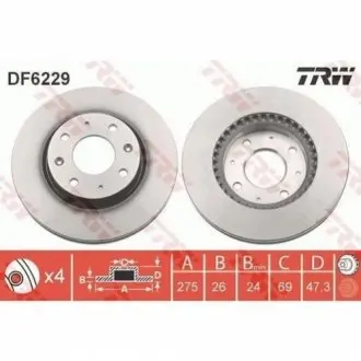Гальмівний диск перед. Cerato/Spectra 04- TRW DF6229