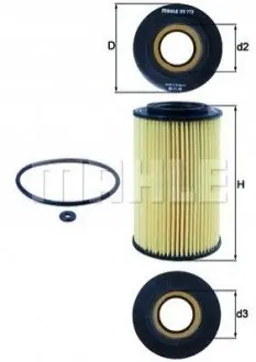 Фільтр масляний Hyundai Accent/Elantra/i20/i30/i40/Tucson / Kia Ceed/Spartage 1.1-1.7 CRDi 06- MAHLE / KNECHT OX773D