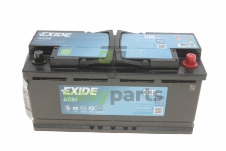 Акумуляторна батарея 105Ah/950A (392x175x190/+R/B13) (Start-Stop AGM) (аналог) EXIDE EK1050 (фото 1)