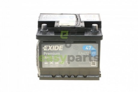 Акумуляторна батарея 47Ah/450A (207x175x175/+R/B13) Premium EXIDE EA472