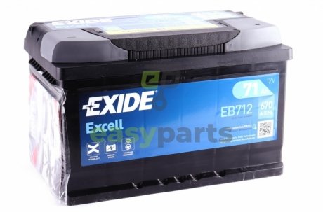 Акумуляторна батарея 71Ah/670A (278x175x175/+R/B13) Excell EXIDE EB712