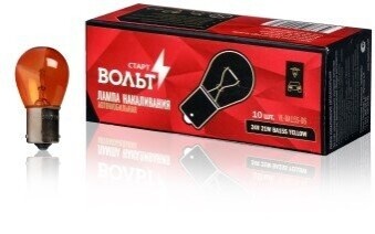 Лампа 24V 21W (цоколь)(желтая) BA15S (кратно 10) СтартВОЛЬТ VL-BA15S-06