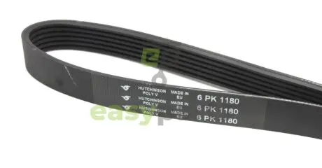 Ремінь генератора Fiat Doblo 1.3D Multijet/Ducato 2.0JTD 01-/VW Caddy 1.4/1.6 96- (6PK1180) HUTCHINSON 1180K6
