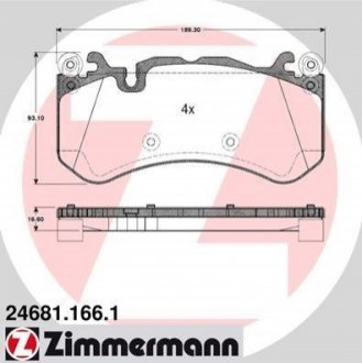 Комплект тормозных колодок, дисковый тормоз ZIMMERMANN 246811661