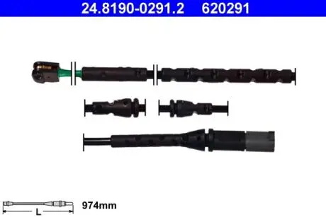 Датчик зносу гальмівних колодок (передніх) BMW X5 (E70)/X6 (E71/E72) 08-14 (L=974mm) ATE 24819002912