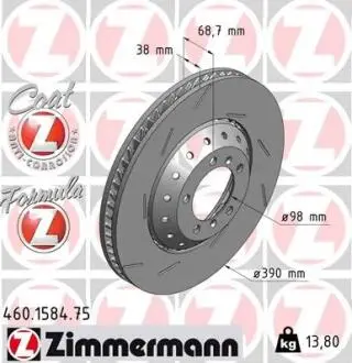Диск тормозной FORMULA Z левый ZIMMERMANN 460158475