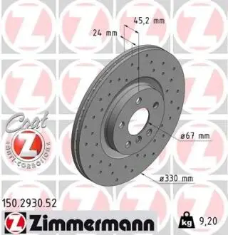 Тормозной диск ZIMMERMANN 150293052