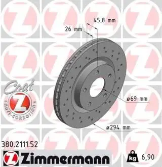 Диск гальмівний ZIMMERMANN 380211152