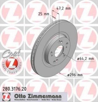 Гальмiвнi диски переднi ZIMMERMANN 280317620 (фото 1)