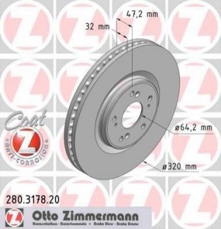 Гальмiвнi диски переднi ZIMMERMANN 280317820 (фото 1)