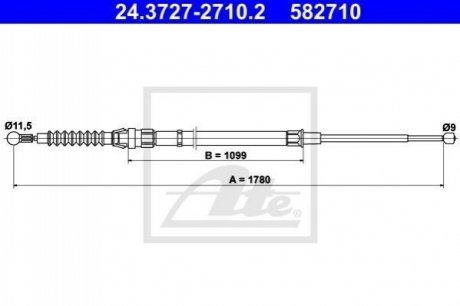 Трос, стояночная тормозная система ATE 24372727102 (фото 1)