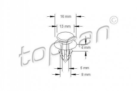 Кліпса кріпильна TOPRAN / HANS PRIES 205808