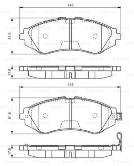 Комплект тормозных колодок, дисковый тормоз BOSCH 0986495059 (фото 1)