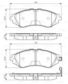 Комплект тормозных колодок, дисковый тормоз BOSCH 0986495059 (фото 1)