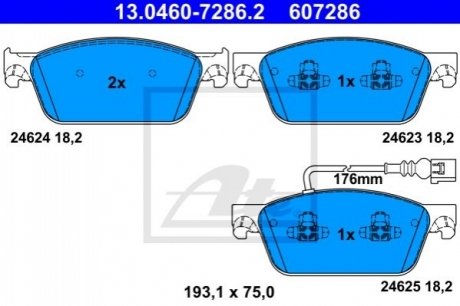 Колодки гальмівні (передні) VW T5 03-/T6 15- (з датчиком) ATE 13.0460-7286.2