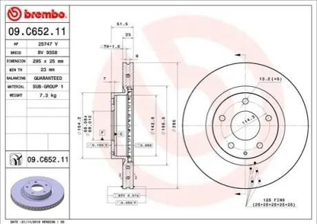 Гальмівний диск пер. MAZDA 3 11- BREMBO 09.C652.11