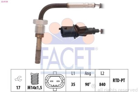 Датчик температури вихлопних газів FACET 22.0138