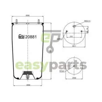 Пневмоподушка подвески без поршня FEBI BILSTEIN 20881