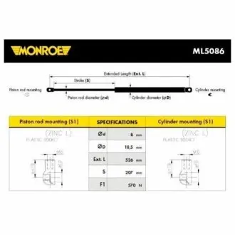 Амортизатор багажника MONROE ML5086