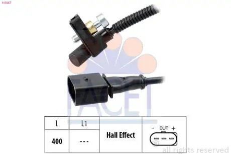 Датчик положения коленвала Skoda Fabia / VW Polo 1.4-1.6 01-> FACET 9.0447