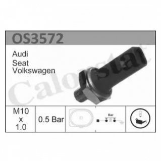 Датчик давления масла (0,5bar/1 конт./зеленый)) VW Caddy III/Golf V 1.0-1.8 95- Vernet OS3572 (фото 1)