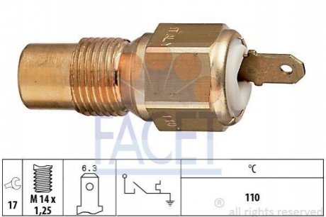 Термовимикач, сигнальна лампа охолоджуючої рідини FACET 7.4030 (фото 1)