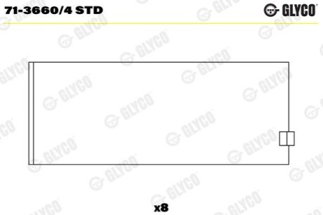 Вкладыши шатунные. MAN D0824 Glyco 71-3660/4 STD