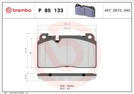 Гальмівні колодки пер. Audi A6/A7/Q5 10- BREMBO P85133