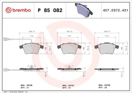 Гальмівні колодки пер. T5 03- (R17) BREMBO P85082
