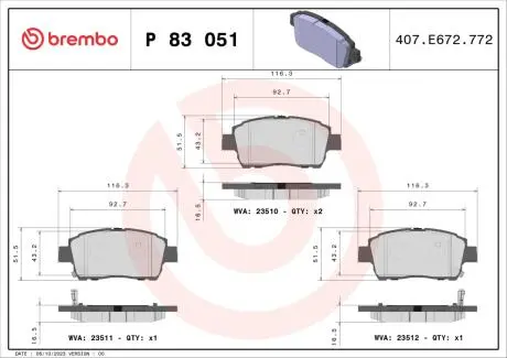 Гальмівні колодки пер. Toyota Yaris/Prius 99-05 (akebono) BREMBO P83051