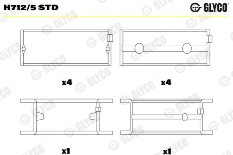 Вкладыши коренные HL/PASS STD DB (OM314) Glyco H712/5 STD