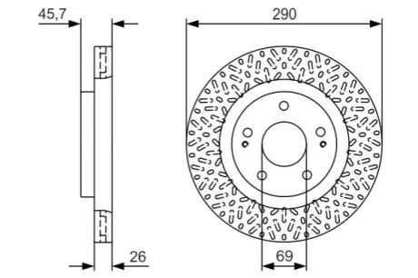 MITSUBISHI гальмівний диск передн.Grandis 04- (290*26) BOSCH 0986479U80