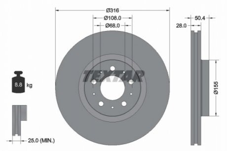 Гальмівний диск TEXTAR 92126603