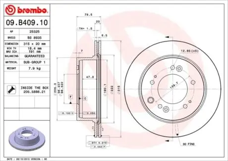Гальмівний диск BREMBO 09.B409.10
