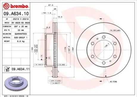 Диск гальмівний BREMBO 09.A634.10