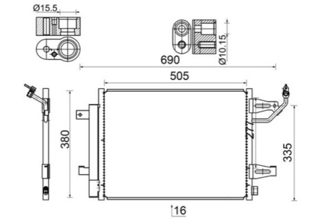 Радіатор кондиціонера Mitsubishi Colt 1.1-1.5 04-12/Smart Forfour 1.1-1.5 04-06 MAHLE / KNECHT AC 509 000S