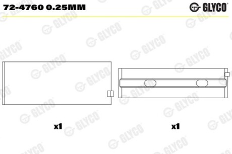 Вкладыши коренные MB Glyco 72-4760 0.25MM