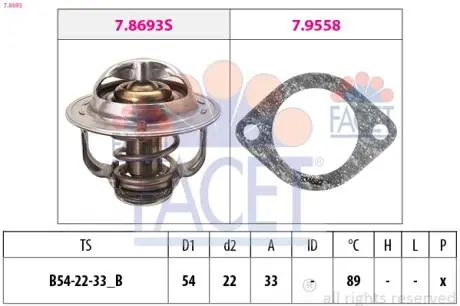 Термостат Opel Astra/Meriva/Zafira 1.7CDTI 03- (89C) FACET 7.8693