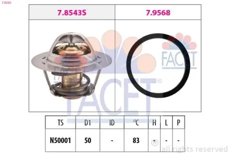 Термостат Duster/Logan/Clio/Kangoo/Megane I, II, III 1,4/1.6/2.0i 98- (88 C) FACET 7.8543
