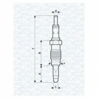 Свічка розжарювання Fiat Doblo 1.9D (11V) (M12x1.25) (UX21A) MAGNETI MARELLI 062900011304