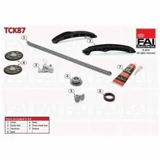 Фото к-кт ланцюга ГРМ (130лан., з шестернями) VW GOLF 1.4/1.6TSI 03-16 SKODA OCTAVIA 1.6FSI 04-08 AUDI A3 1.6FSI 03-07 FAI TCK87 К-кт ланцюга ГРМ (130лан., з шестернями) VW GOLF 1.4/1.6TSI 03-16 SKODA OCTAVIA 1.6FSI 04-08 AUDI A3 1.6FSI 03-07 FAI TCK87