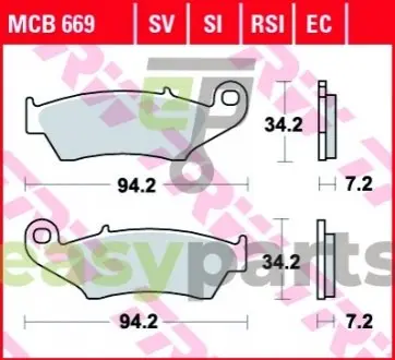 Фото тормозные колодки TRW MCB669SV Тормозные колодки TRW MCB669SV