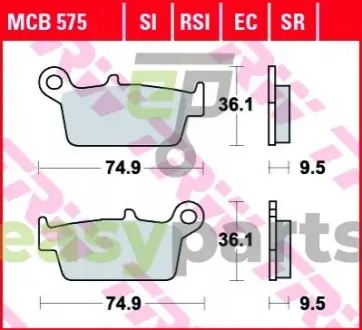 Фото тормозные колодки TRW MCB575EC Тормозные колодки TRW MCB575EC