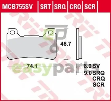 Фото тормозные колодки TRW MCB755SV Тормозные колодки TRW MCB755SV