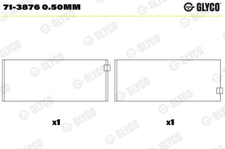 Вкладиші шатунні на 1 шатун Glyco 71-3876 0.50MM