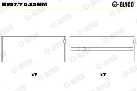 Комплект вкладишів двигуна Glyco H997/7 0.25MM