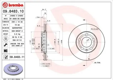 Гальмівний диск BREMBO 09.8483.11