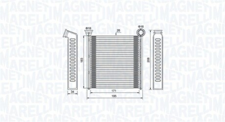 VW радіатор опалення Audi A3,Golf,Passat,Tiguan,Skoda Octavia MAGNETI MARELLI 350218448000