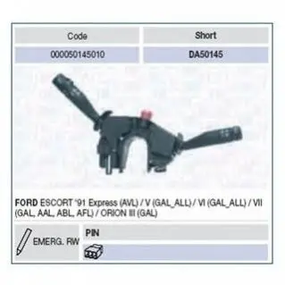Перемикач на рульової колонці FORD ESCORT V 1.3,1.4,1.6,1.8,RS 2000,VI 1.3,1.4,1.6,1.8,RS 2000,VII 1.3,1.4,1.6,1.8,RS 2000,ORION I [00005014 MAGNETI MARELLI DA50145