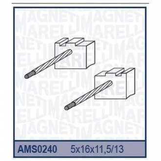 Щітки стартера (12V5x16x11,5/13) ALFA ROMEO 147, 156, 1.9 JTD FIAT MAREA, MARENGO, MULTIPLA, PALIO, PUNTO, STILO, STRADA 1.9JTD LANCI [94011360 MAGNETI MARELLI AMS0240